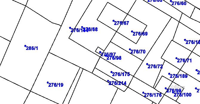 Parcela st. 276/97 v KÚ Březno u Chomutova, Katastrální mapa
