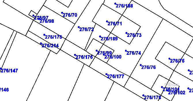Parcela st. 276/99 v KÚ Březno u Chomutova, Katastrální mapa