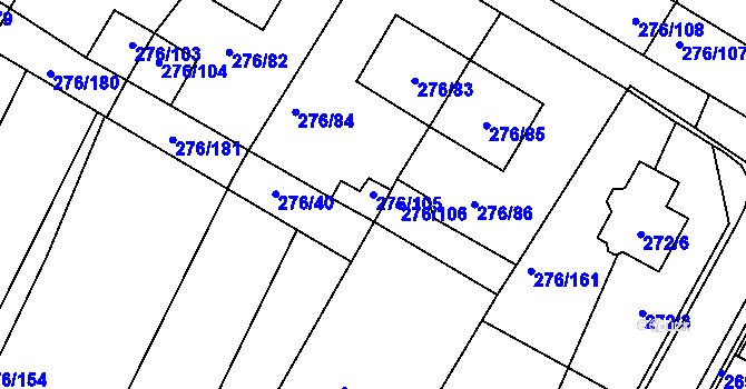 Parcela st. 276/105 v KÚ Březno u Chomutova, Katastrální mapa