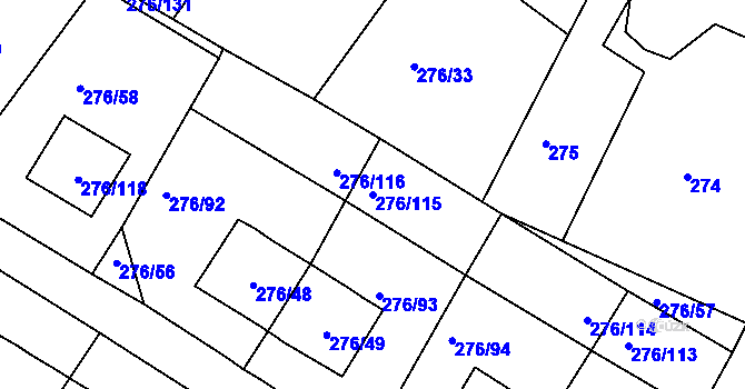 Parcela st. 276/115 v KÚ Březno u Chomutova, Katastrální mapa
