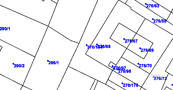 Parcela st. 276/134 v KÚ Březno u Chomutova, Katastrální mapa