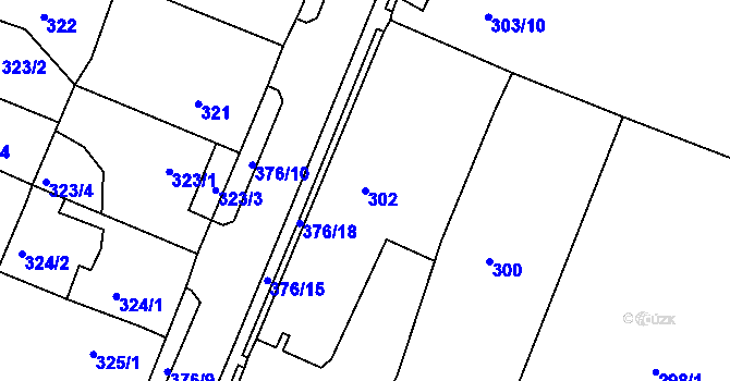 Parcela st. 302 v KÚ Březno u Chomutova, Katastrální mapa