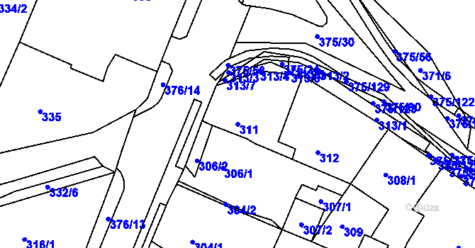 Parcela st. 311 v KÚ Březno u Chomutova, Katastrální mapa