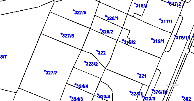 Parcela st. 322 v KÚ Březno u Chomutova, Katastrální mapa