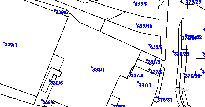 Parcela st. 338/1 v KÚ Březno u Chomutova, Katastrální mapa