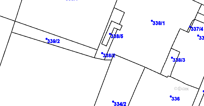 Parcela st. 338/2 v KÚ Březno u Chomutova, Katastrální mapa