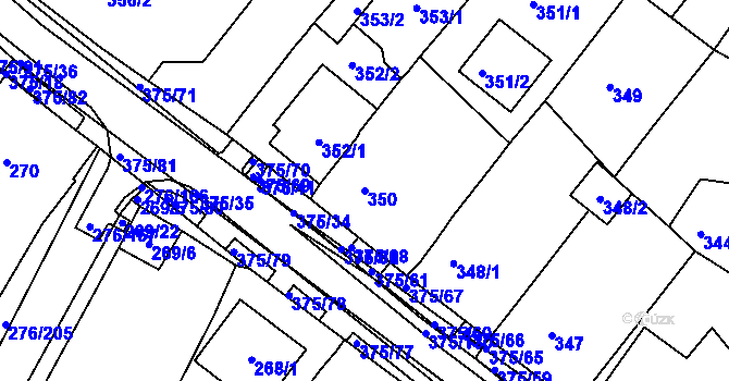 Parcela st. 350 v KÚ Březno u Chomutova, Katastrální mapa