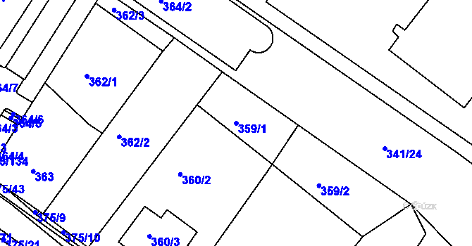 Parcela st. 359/1 v KÚ Březno u Chomutova, Katastrální mapa