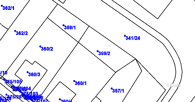 Parcela st. 359/2 v KÚ Březno u Chomutova, Katastrální mapa