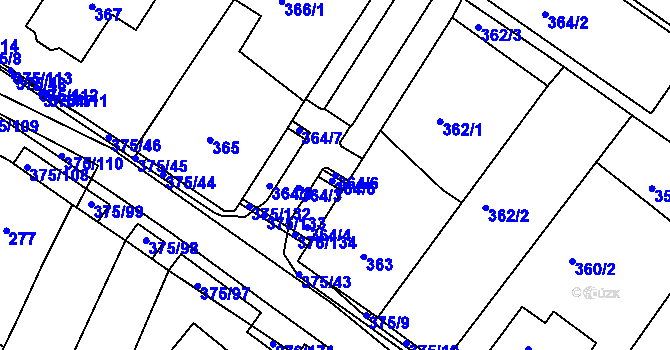 Parcela st. 364/6 v KÚ Březno u Chomutova, Katastrální mapa