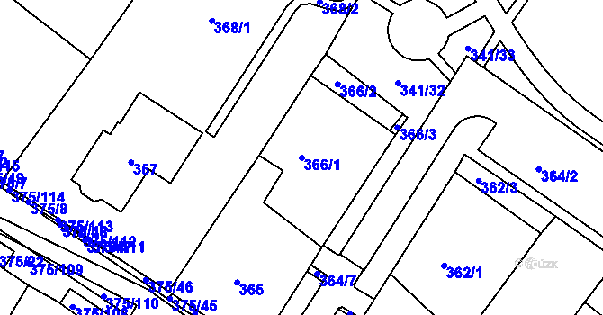 Parcela st. 366/1 v KÚ Březno u Chomutova, Katastrální mapa