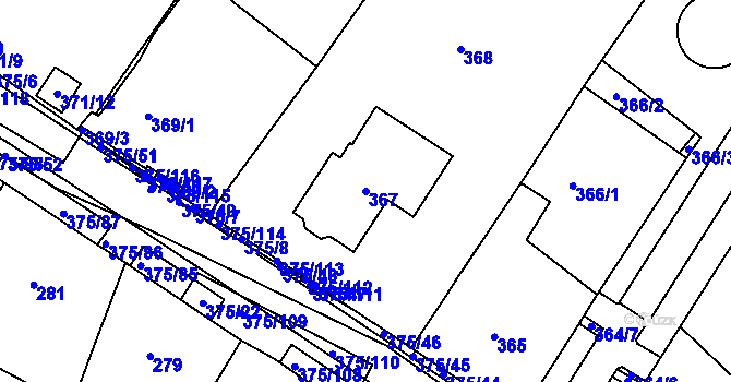 Parcela st. 367 v KÚ Březno u Chomutova, Katastrální mapa