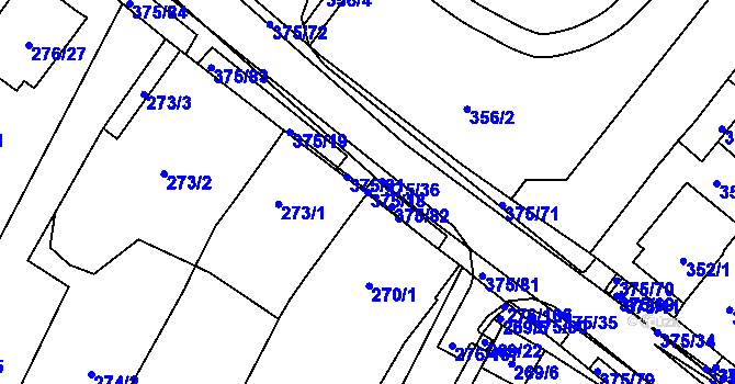 Parcela st. 375/18 v KÚ Březno u Chomutova, Katastrální mapa