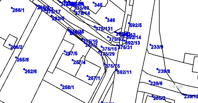 Parcela st. 375/29 v KÚ Březno u Chomutova, Katastrální mapa