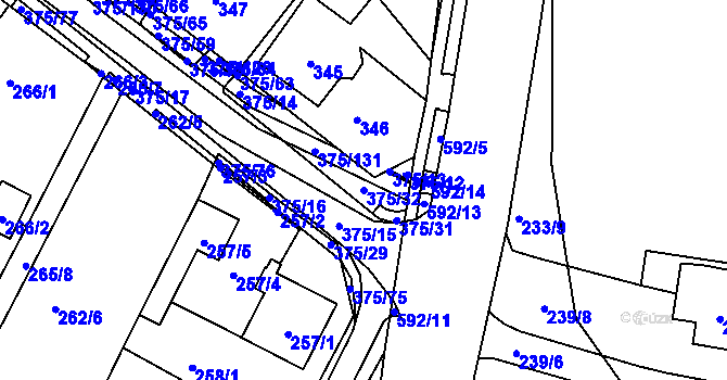 Parcela st. 375/32 v KÚ Březno u Chomutova, Katastrální mapa