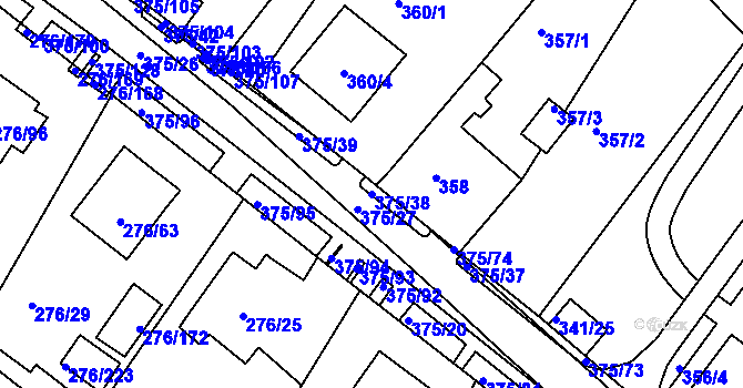 Parcela st. 375/38 v KÚ Březno u Chomutova, Katastrální mapa