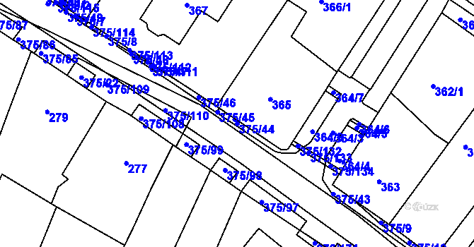 Parcela st. 375/44 v KÚ Březno u Chomutova, Katastrální mapa