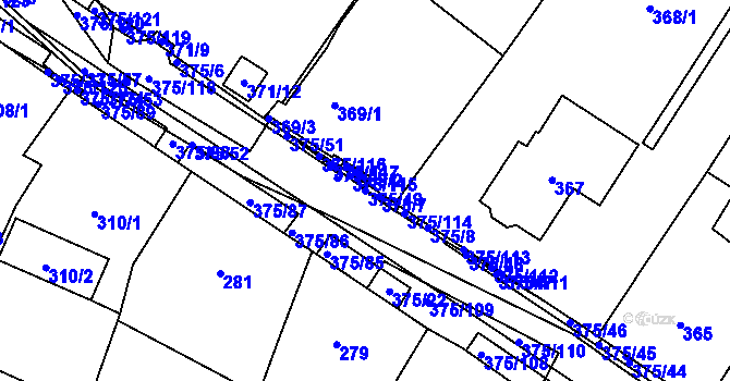 Parcela st. 375/49 v KÚ Březno u Chomutova, Katastrální mapa