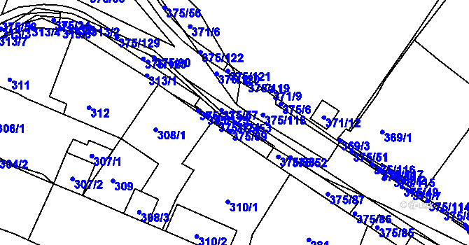 Parcela st. 375/53 v KÚ Březno u Chomutova, Katastrální mapa