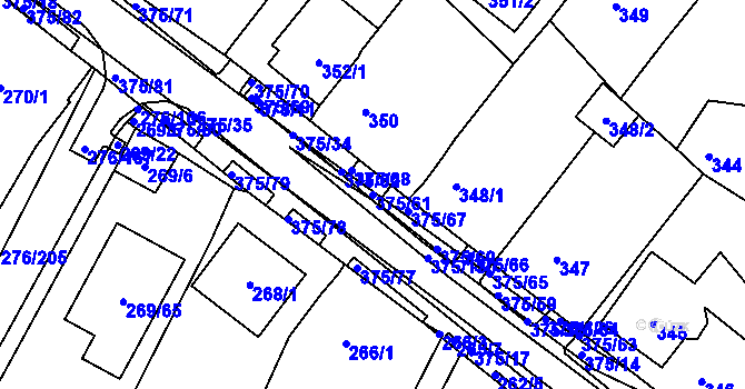 Parcela st. 375/61 v KÚ Březno u Chomutova, Katastrální mapa