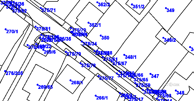 Parcela st. 375/68 v KÚ Březno u Chomutova, Katastrální mapa
