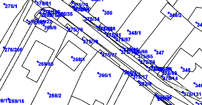 Parcela st. 375/77 v KÚ Březno u Chomutova, Katastrální mapa