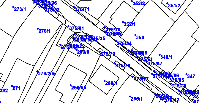 Parcela st. 375/79 v KÚ Březno u Chomutova, Katastrální mapa