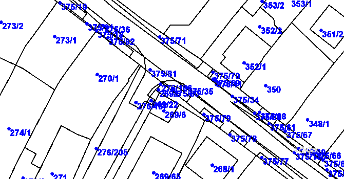 Parcela st. 375/80 v KÚ Březno u Chomutova, Katastrální mapa