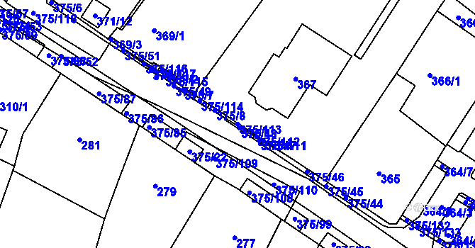 Parcela st. 375/113 v KÚ Březno u Chomutova, Katastrální mapa