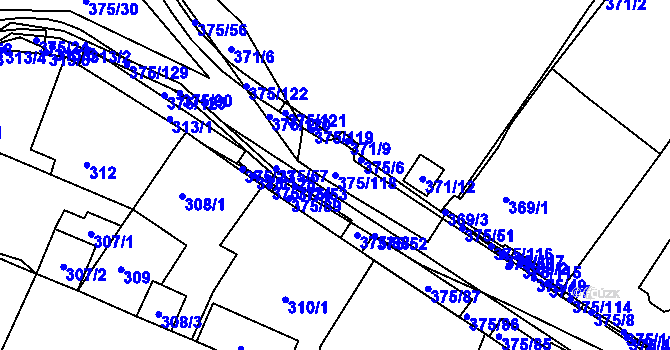 Parcela st. 375/118 v KÚ Březno u Chomutova, Katastrální mapa