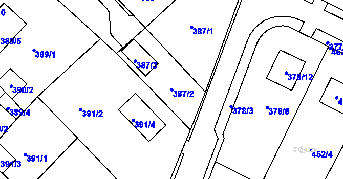 Parcela st. 387/2 v KÚ Březno u Chomutova, Katastrální mapa