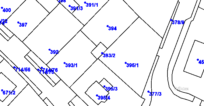 Parcela st. 393/2 v KÚ Březno u Chomutova, Katastrální mapa