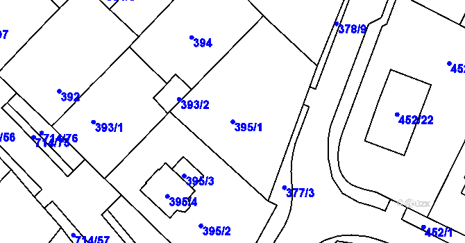 Parcela st. 395/1 v KÚ Březno u Chomutova, Katastrální mapa