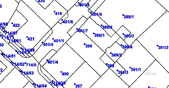 Parcela st. 399 v KÚ Březno u Chomutova, Katastrální mapa