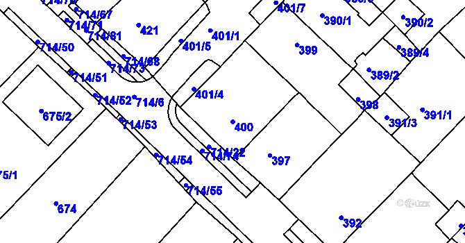 Parcela st. 400 v KÚ Březno u Chomutova, Katastrální mapa