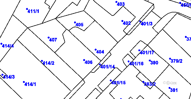 Parcela st. 404 v KÚ Březno u Chomutova, Katastrální mapa