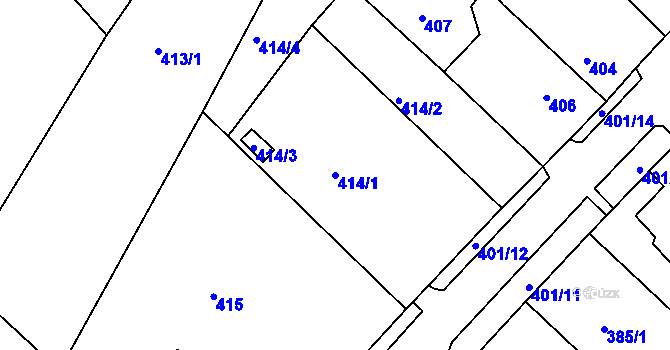 Parcela st. 414/1 v KÚ Březno u Chomutova, Katastrální mapa