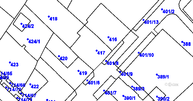 Parcela st. 417 v KÚ Březno u Chomutova, Katastrální mapa