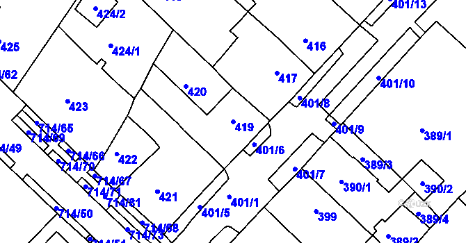 Parcela st. 419 v KÚ Březno u Chomutova, Katastrální mapa