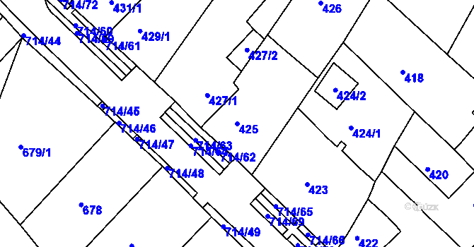 Parcela st. 425 v KÚ Březno u Chomutova, Katastrální mapa