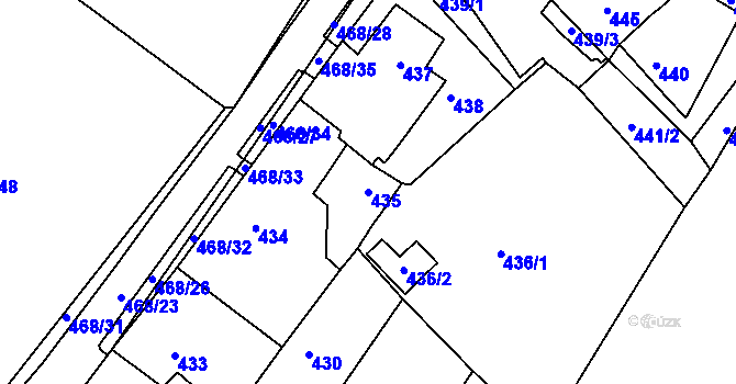 Parcela st. 435 v KÚ Březno u Chomutova, Katastrální mapa