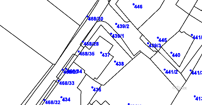 Parcela st. 437 v KÚ Březno u Chomutova, Katastrální mapa