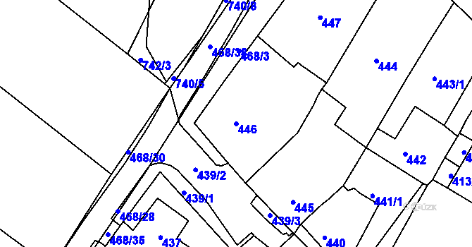 Parcela st. 446 v KÚ Březno u Chomutova, Katastrální mapa