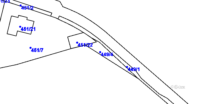 Parcela st. 449/4 v KÚ Březno u Chomutova, Katastrální mapa