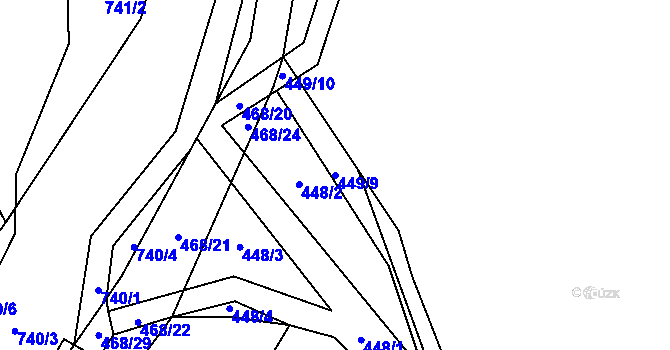 Parcela st. 449/9 v KÚ Březno u Chomutova, Katastrální mapa