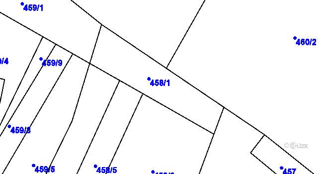 Parcela st. 458/1 v KÚ Březno u Chomutova, Katastrální mapa
