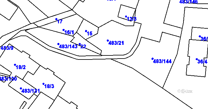 Parcela st. 483/27 v KÚ Březno u Chomutova, Katastrální mapa