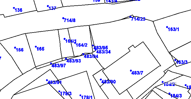 Parcela st. 483/34 v KÚ Březno u Chomutova, Katastrální mapa