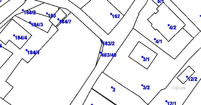 Parcela st. 483/40 v KÚ Březno u Chomutova, Katastrální mapa