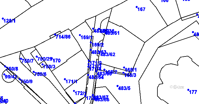 Parcela st. 483/62 v KÚ Březno u Chomutova, Katastrální mapa